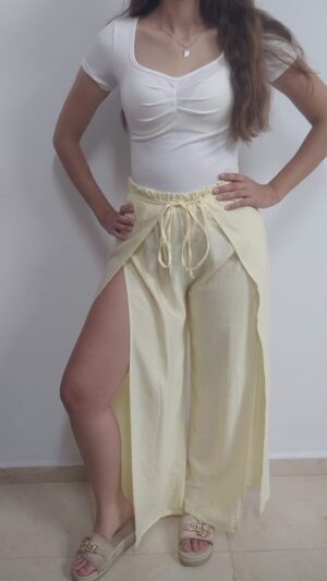 pantalon lino amarillo