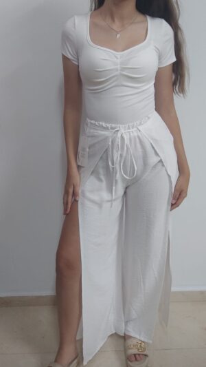 pantalon lino blanco