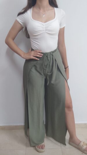 pantalon lino kaki